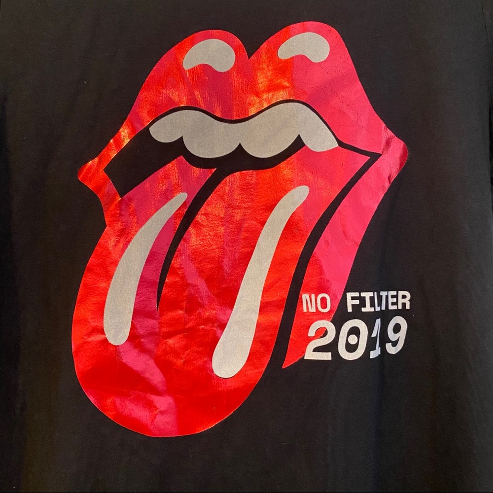 ROLLING STONES Metallic Tongue Retro Band Tee - Picture 2 of 4